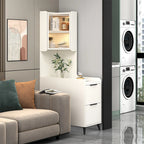 Armoire de rangement d'angle moderne en bois kaki avec éclairage intégré