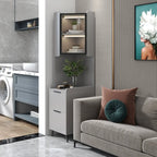 Armoire de rangement d'angle moderne en bois kaki avec éclairage intégré