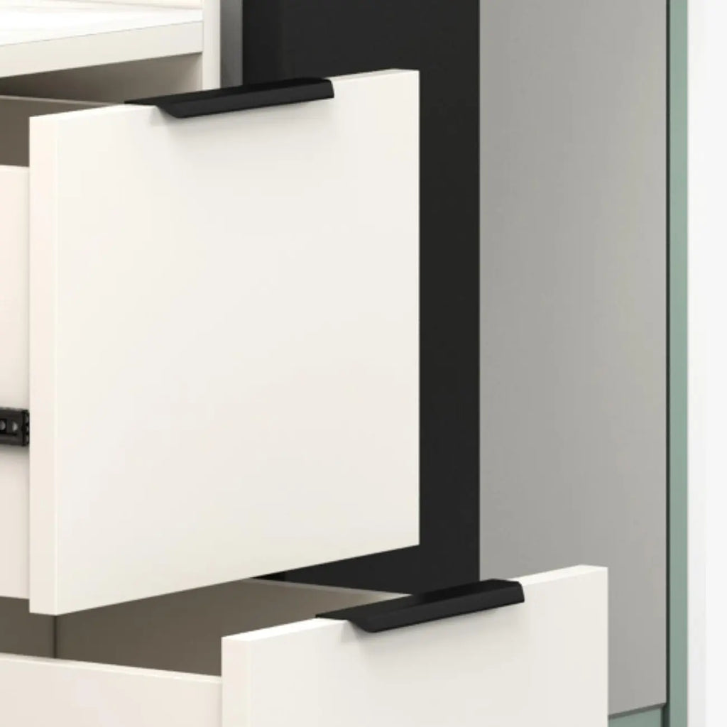 Armoire de rangement d'angle moderne en bois kaki avec éclairage intégré