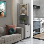 Armoire de rangement d'angle moderne en bois kaki avec éclairage intégré