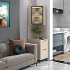 Armoire de rangement d'angle moderne en bois kaki avec éclairage intégré