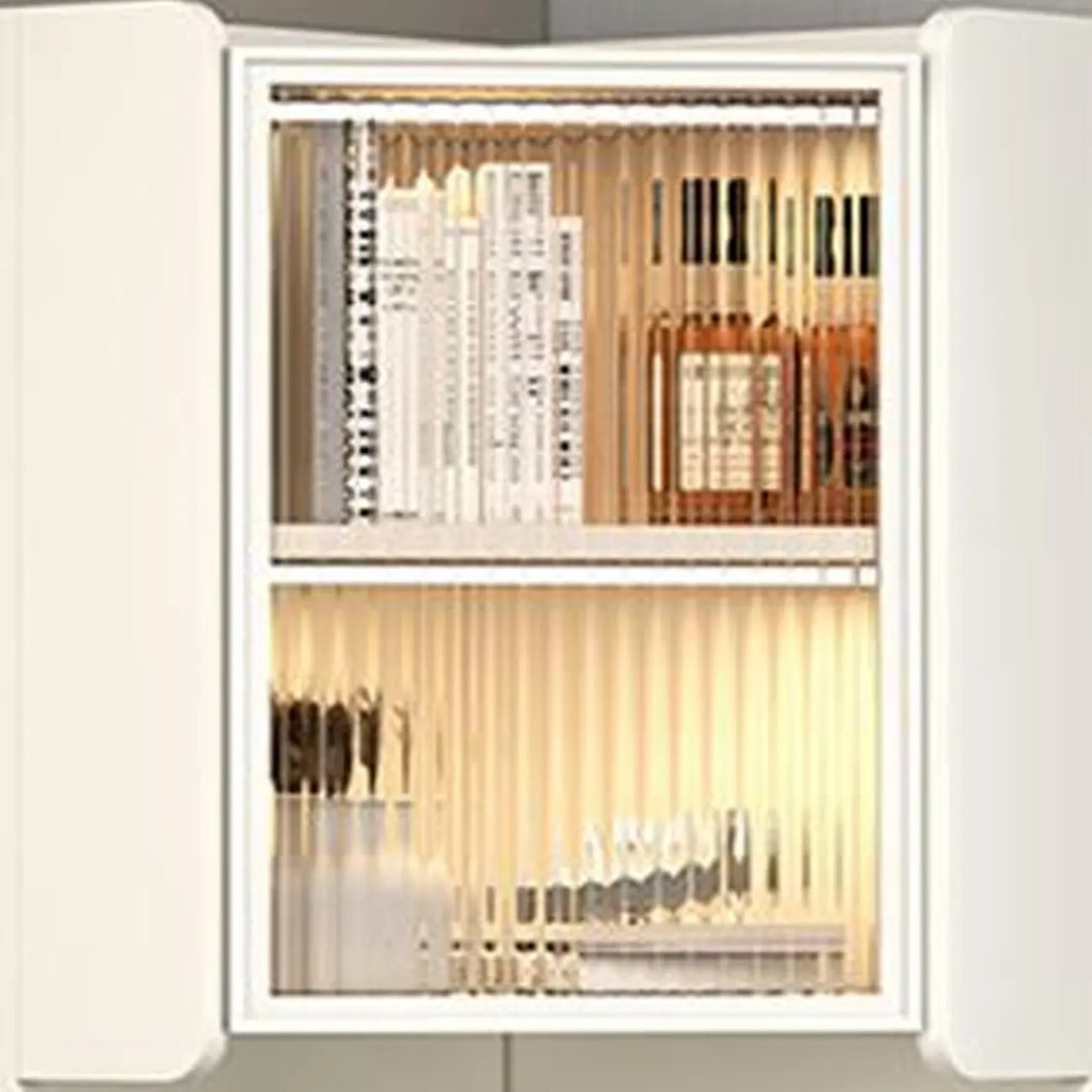 Armoire de rangement d'angle moderne en bois kaki avec éclairage intégré