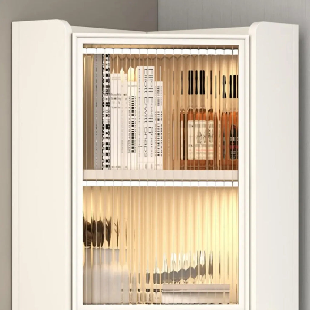 Armoire de rangement d'angle moderne en bois kaki avec éclairage intégré
