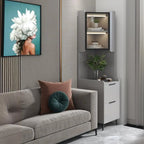 Armoire de rangement d'angle moderne en bois kaki avec éclairage intégré
