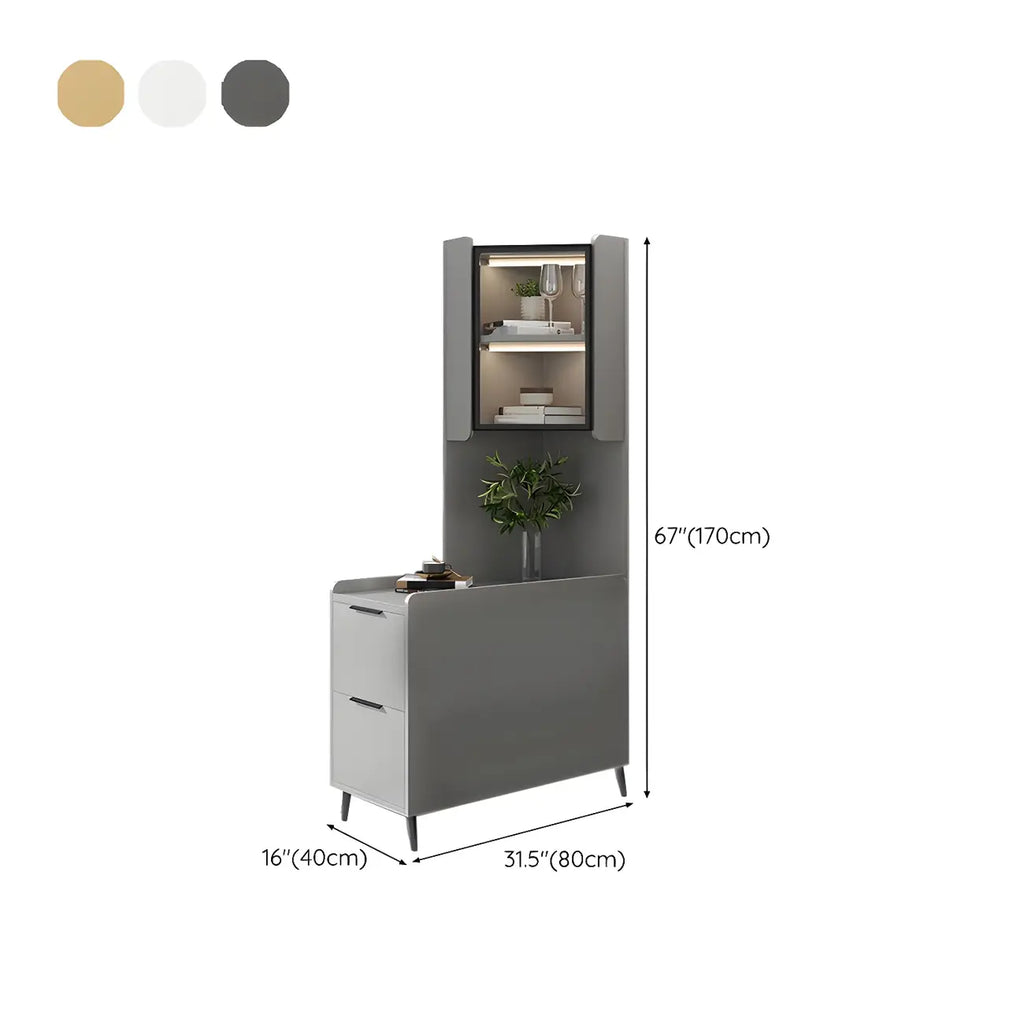 Armoire de rangement d'angle moderne en bois kaki avec éclairage intégré