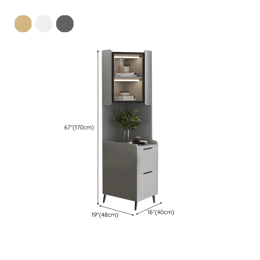 Armoire de rangement d'angle moderne en bois kaki avec éclairage intégré