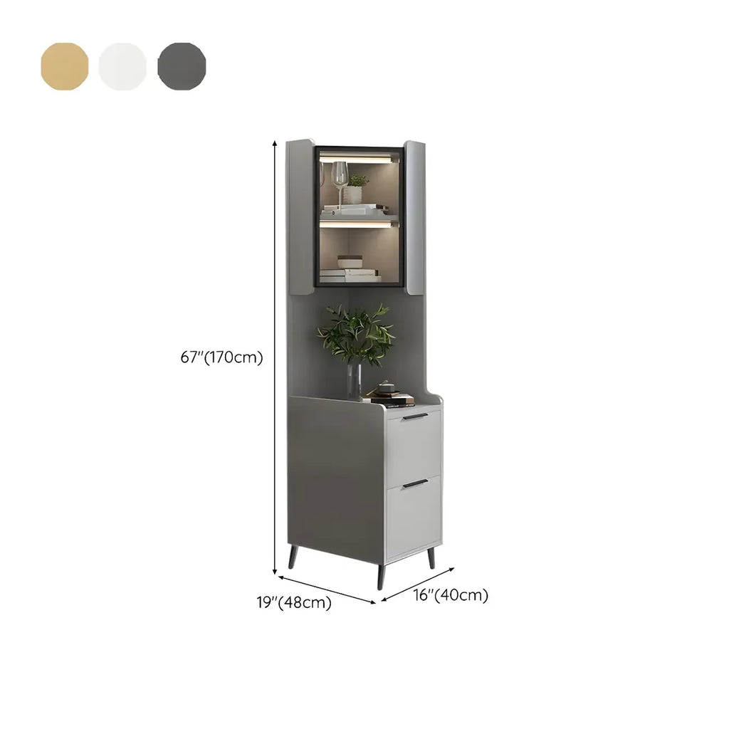 Armoire de rangement d'angle moderne en bois kaki avec éclairage intégré