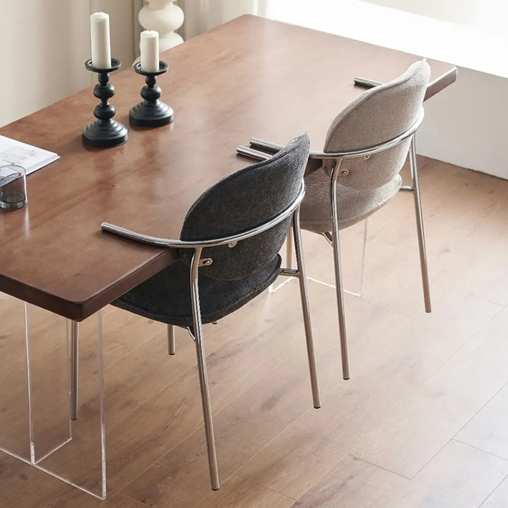Chaises de salle à manger minimalistes sans accoudoirs, revêtues de tissu et rembourrées