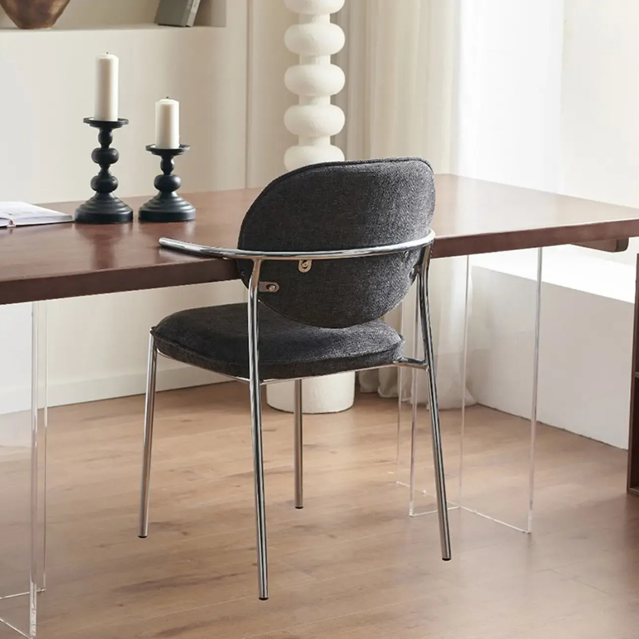 Chaises de salle à manger minimalistes sans accoudoirs, revêtues de tissu et rembourrées