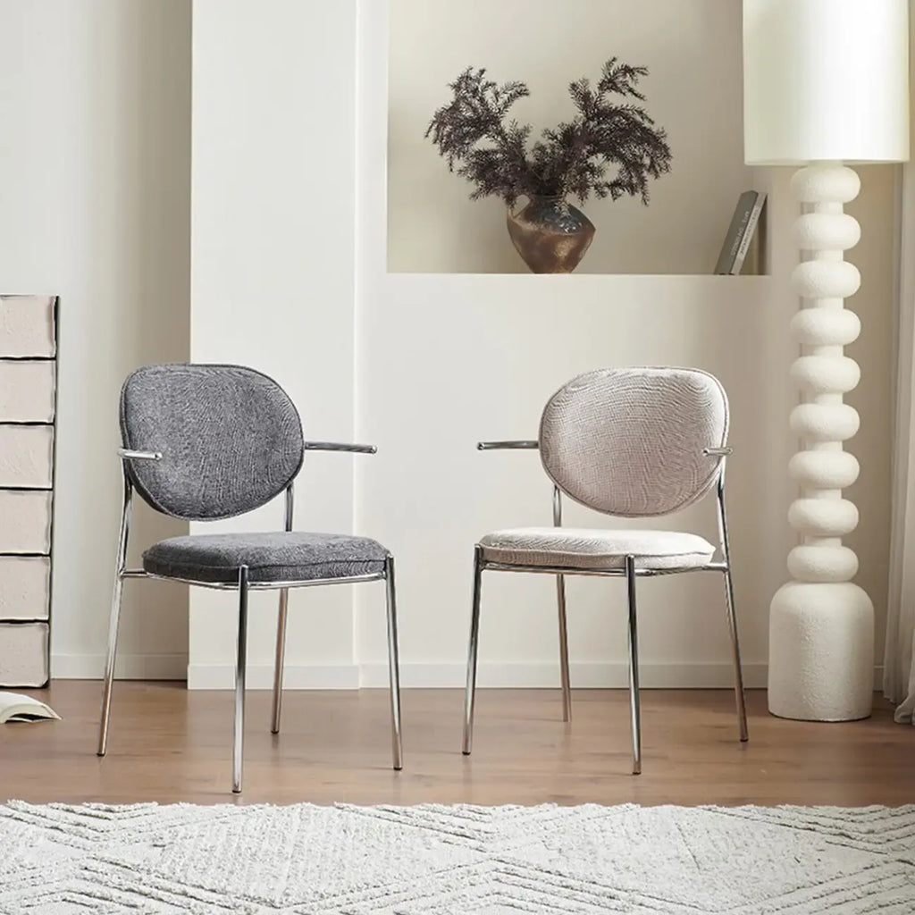 Chaises de salle à manger minimalistes sans accoudoirs, revêtues de tissu et rembourrées
