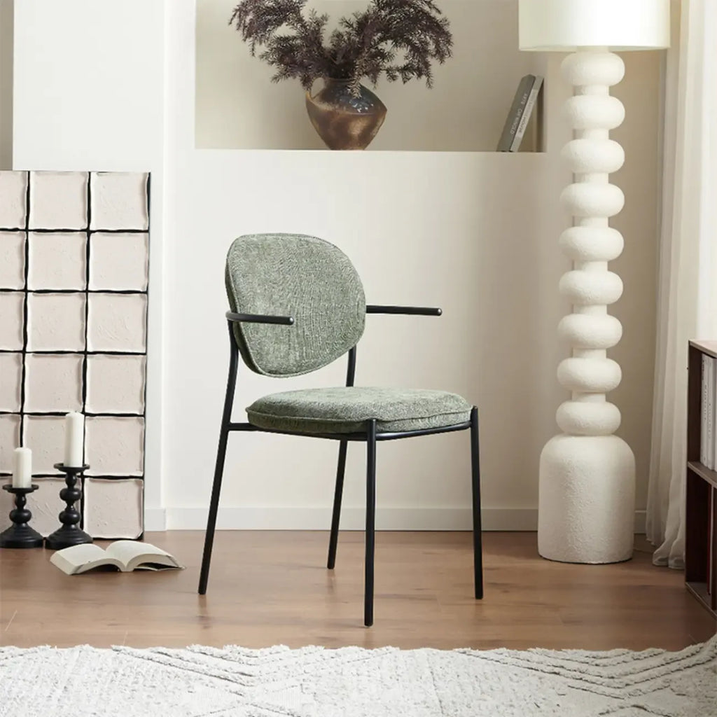 Chaises de salle à manger minimalistes sans accoudoirs, revêtues de tissu et rembourrées