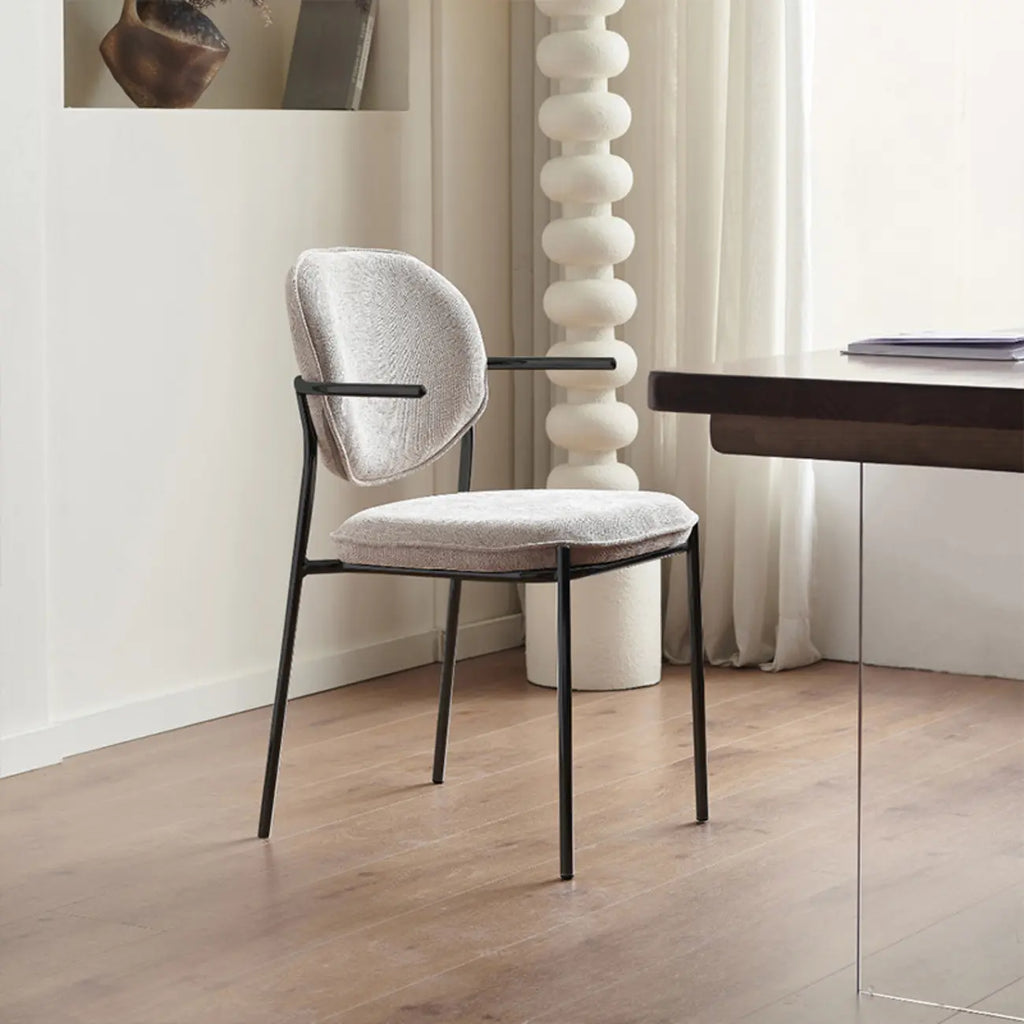 Chaises de salle à manger minimalistes sans accoudoirs, revêtues de tissu et rembourrées