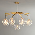 Lustre sphérique en verre doré et cristal, design moderne et élégant