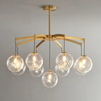 Lustre sphérique en verre doré et cristal, design moderne et élégant