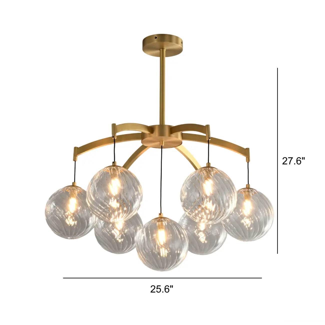 Lustre sphérique en verre doré et cristal, design moderne et élégant