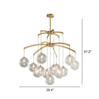 Lustre sphérique en verre doré et cristal, design moderne et élégant