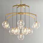 Lustre sphérique en verre doré et cristal, design moderne et élégant