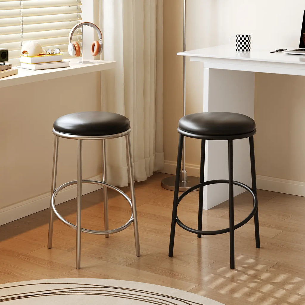 Tabourets de bar modernes empilables en cuir, hauteur comptoir, sans dossier