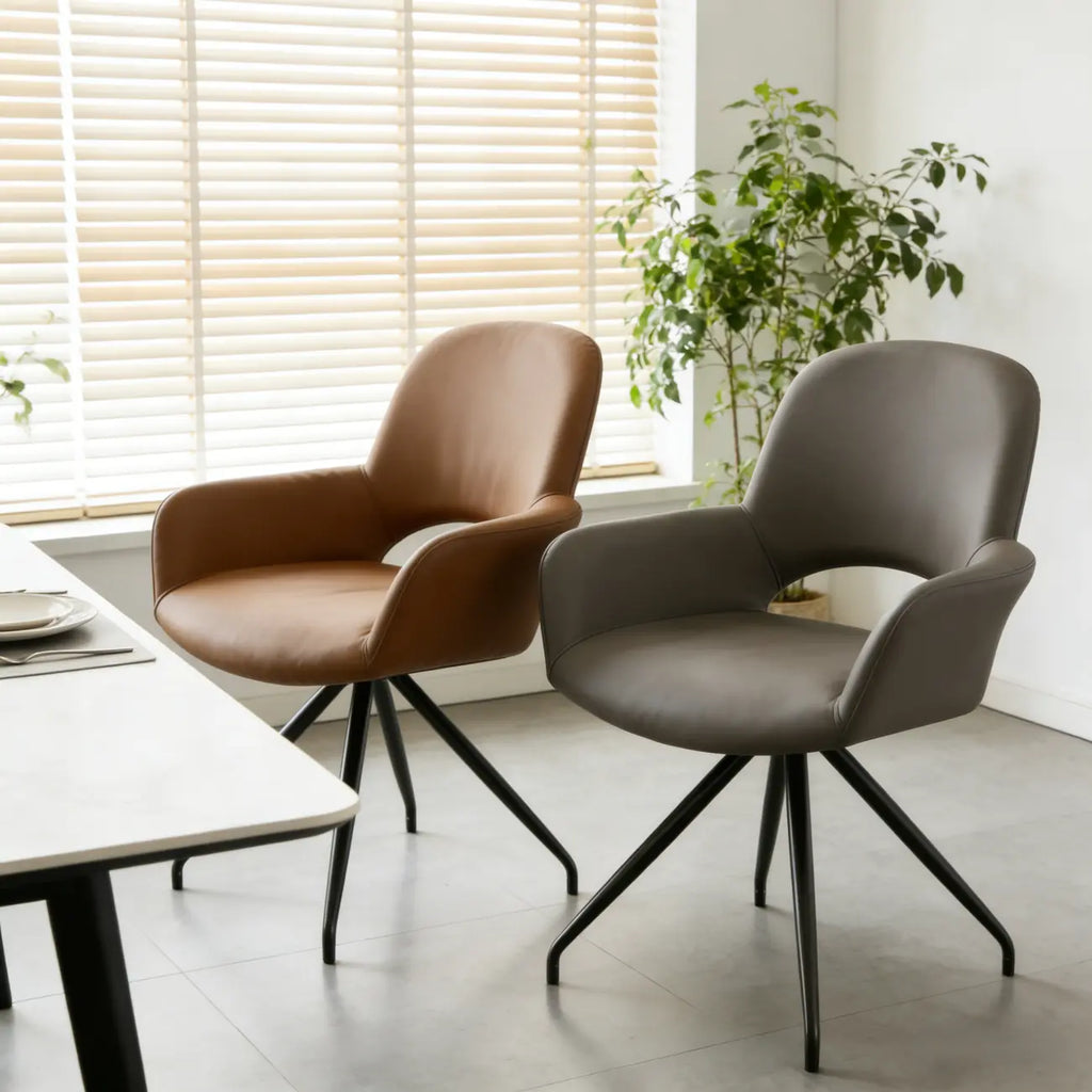 Chaise de salle à manger pivotante en similicuir gris