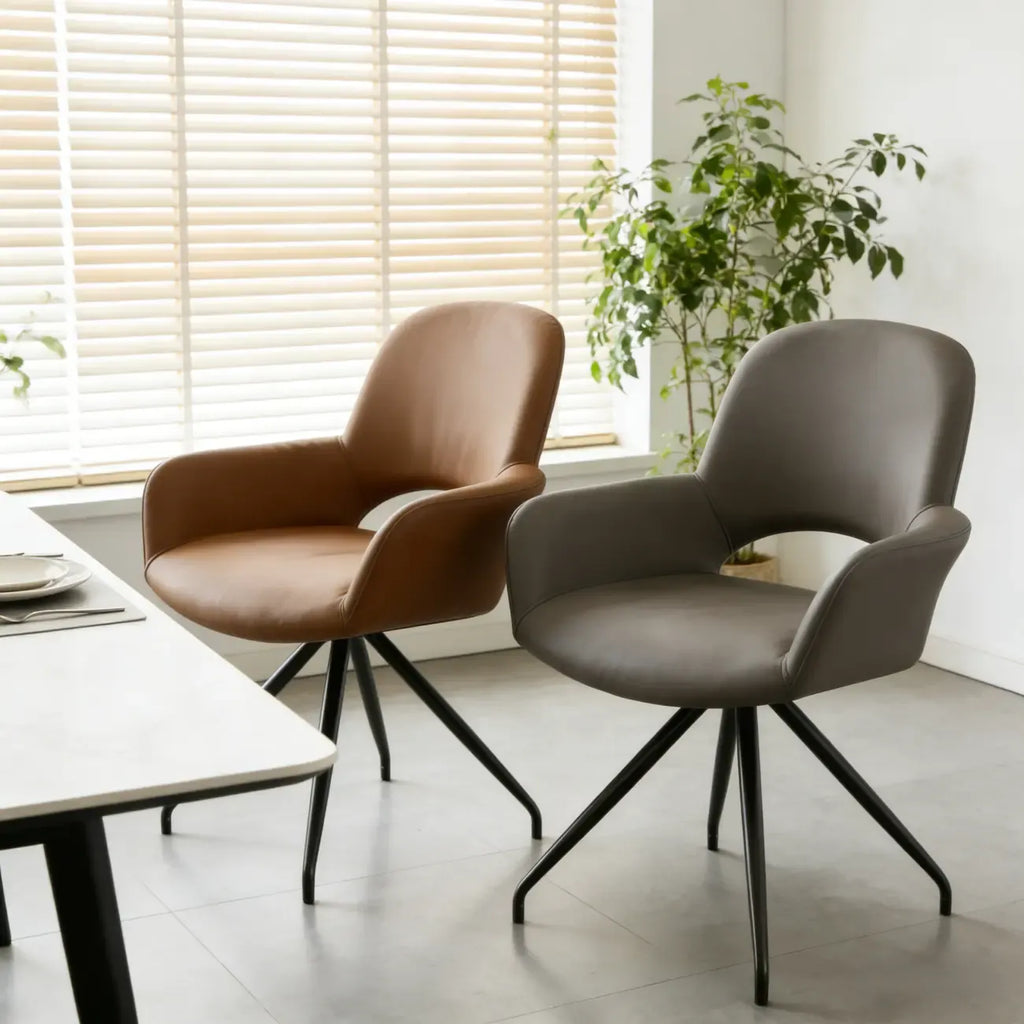 Chaise de salle à manger pivotante en similicuir gris