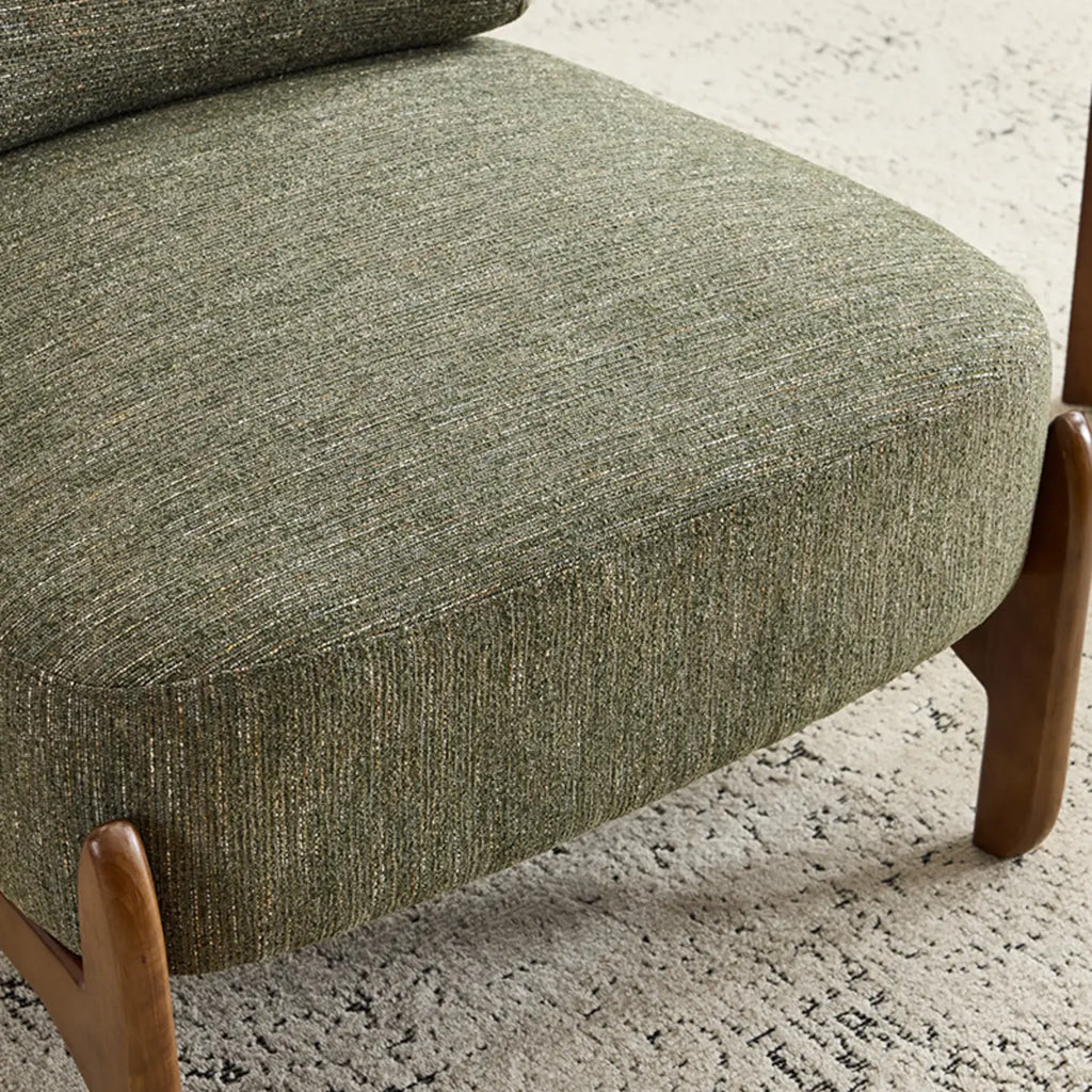 Fauteuil lounge vert en chenille, fauteuil d'appoint pour salon
