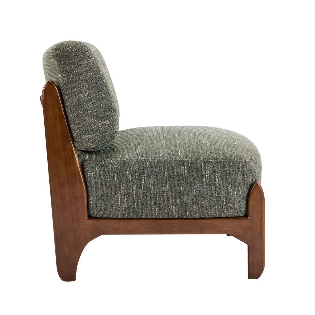 Fauteuil lounge vert en chenille, fauteuil d'appoint pour salon
