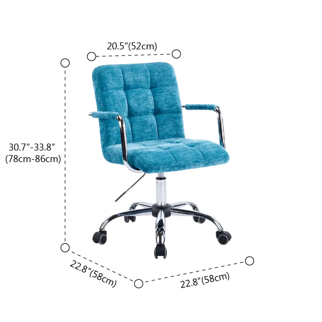 Sedia da ufficio girevole regolabile imbottita in tessuto blu
