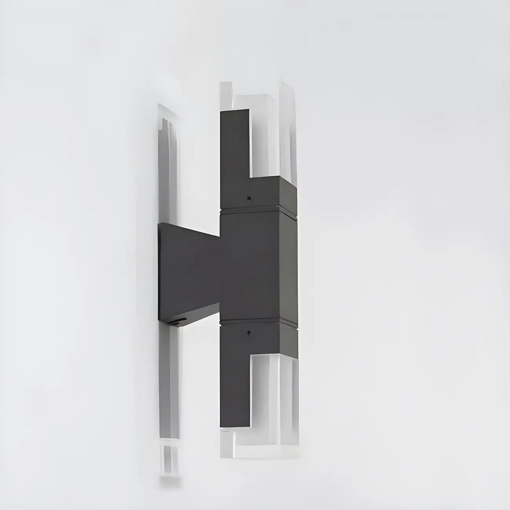 Applique murale extérieure moderne à LED avec abat-jour rectangulaire en acrylique noir
