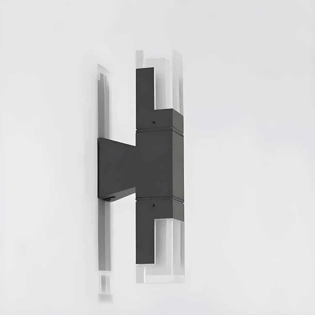 Applique murale extérieure moderne à LED avec abat-jour rectangulaire en acrylique noir