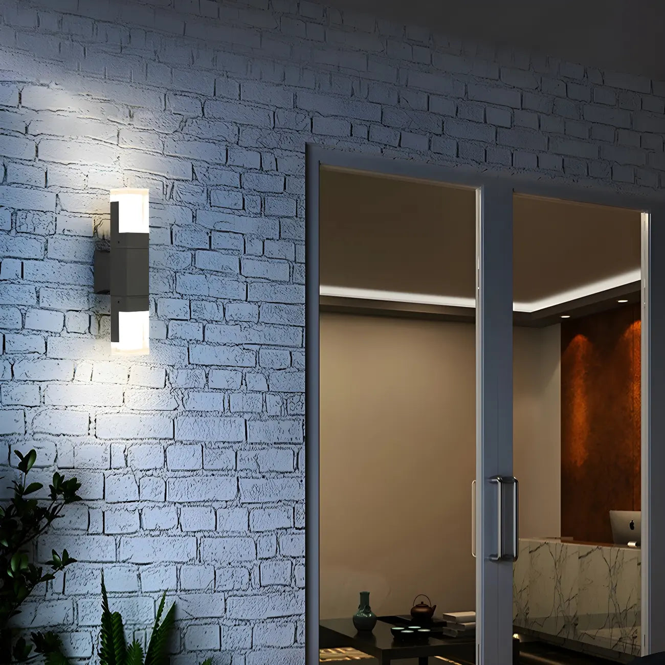 Applique murale extérieure moderne à LED avec abat-jour rectangulaire en acrylique noir