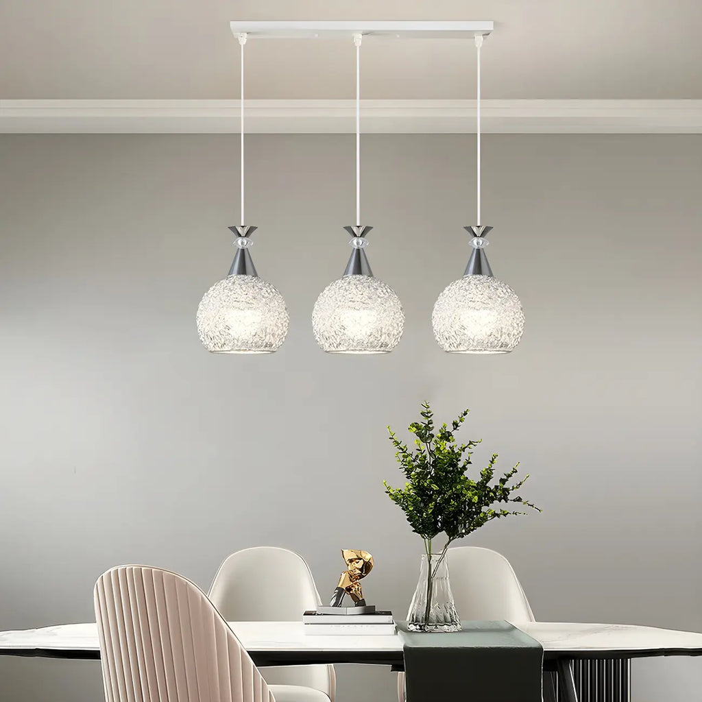 Suspension moderne en aluminium argenté avec dôme pour îlot de cuisine