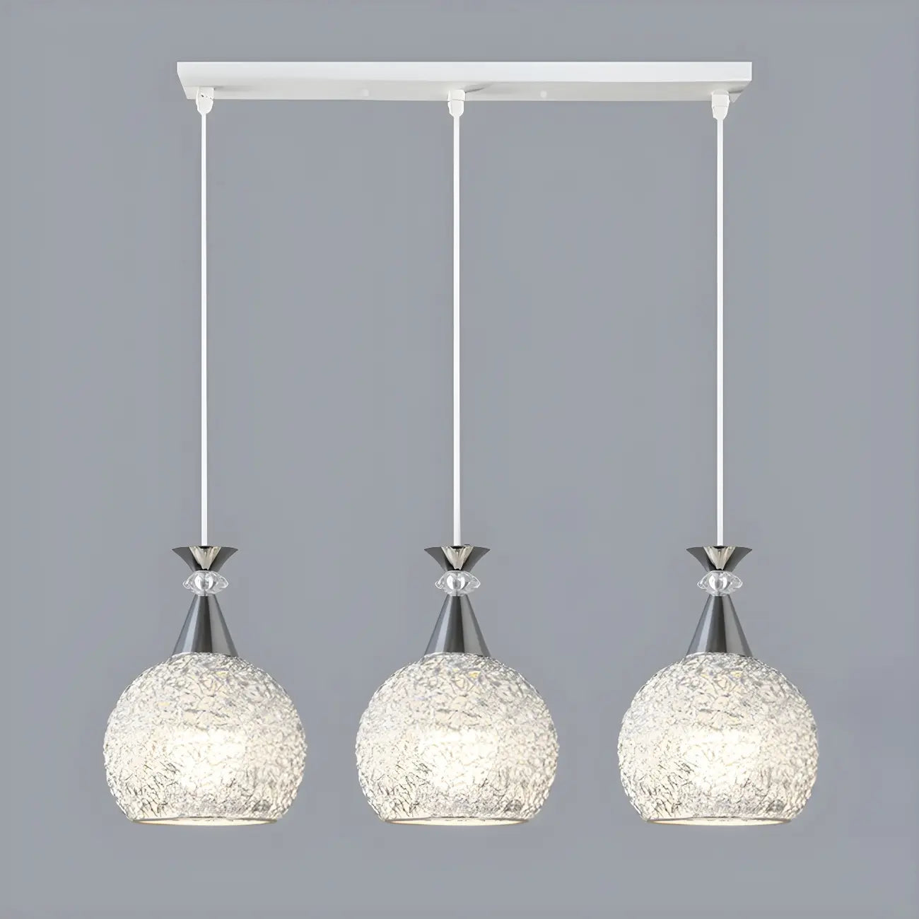 Suspension moderne en aluminium argenté avec dôme pour îlot de cuisine