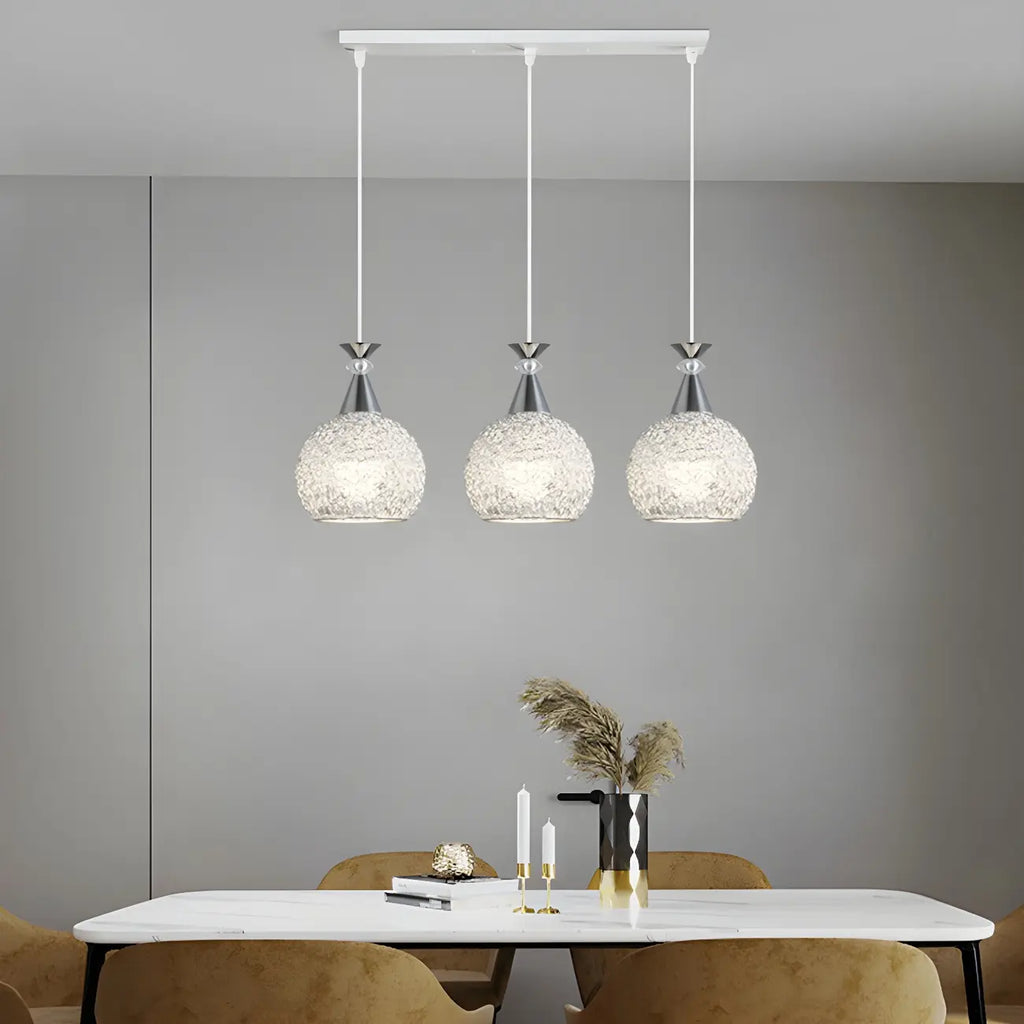 Suspension moderne en aluminium argenté avec dôme pour îlot de cuisine