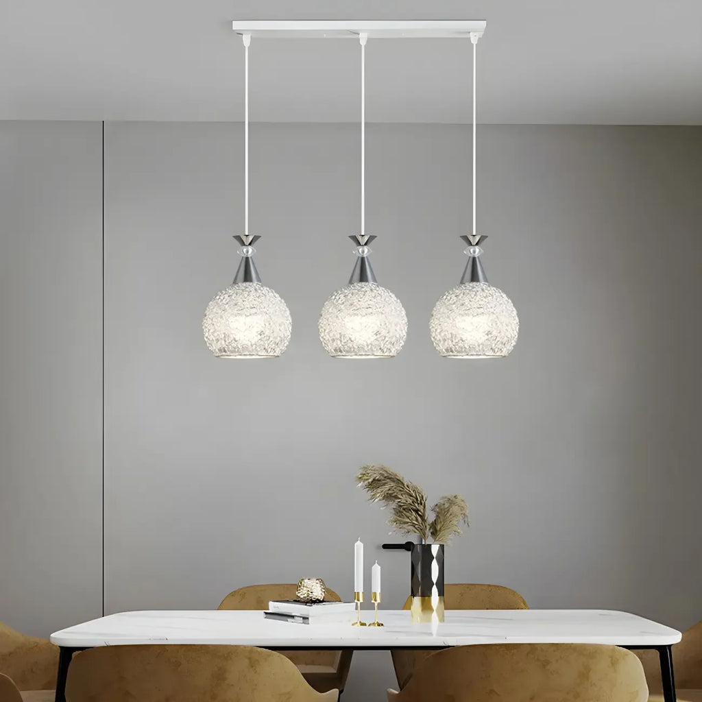 Suspension moderne en aluminium argenté avec dôme pour îlot de cuisine