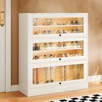 Meuble à chaussures en bois blanc avec portes vitrées pour couloir
