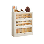 Meuble à chaussures en bois blanc avec portes vitrées pour couloir