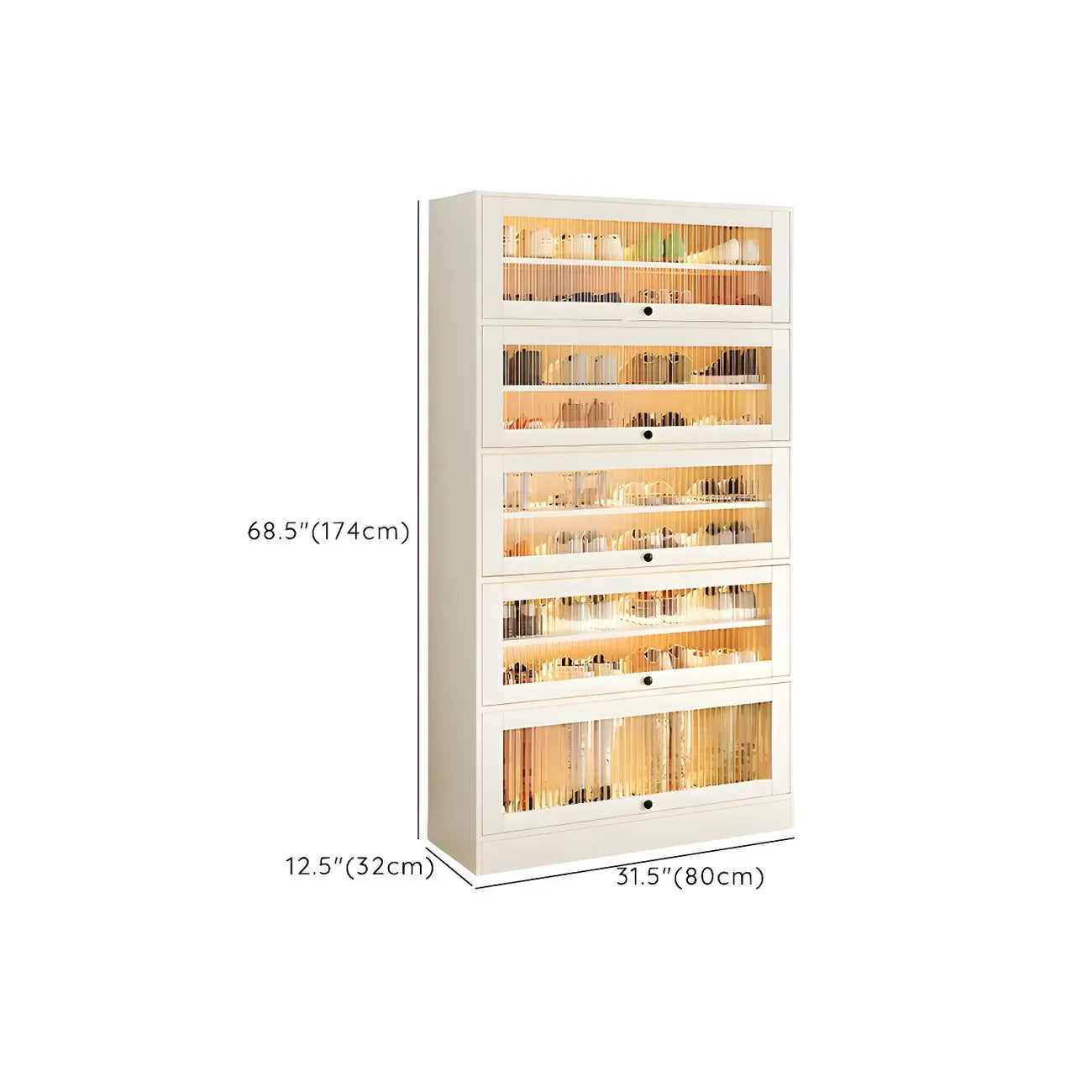 Meuble à chaussures en bois blanc avec portes vitrées pour couloir