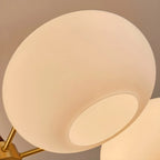 Plafonnier semi-encastré classique en verre et bois de noyer, grand format