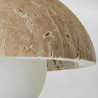 Plafonnier encastré en verre avec dôme en pierre beige et globe