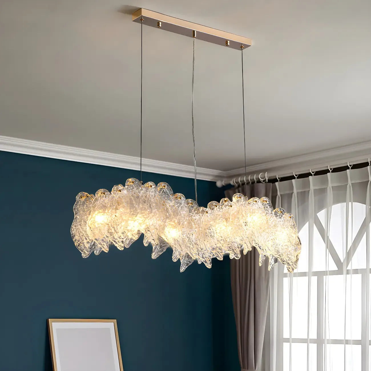 Suspension moderne en verre doré réglable pour îlot de cuisine