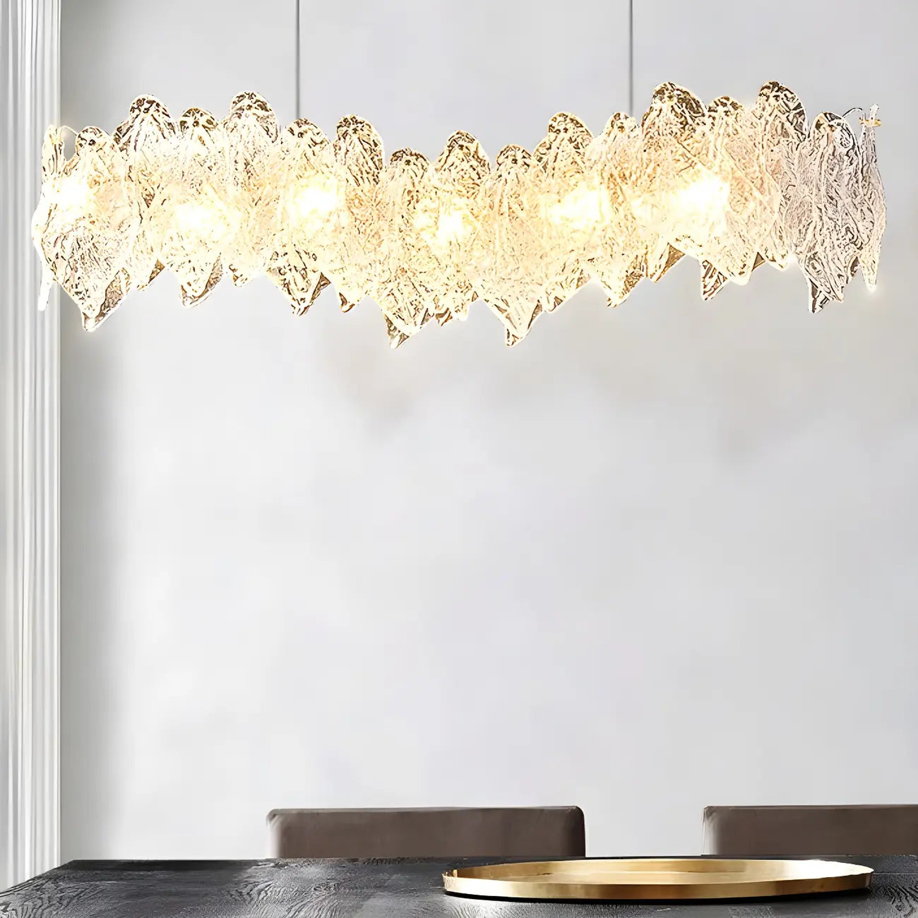 Suspension moderne en verre doré réglable pour îlot de cuisine