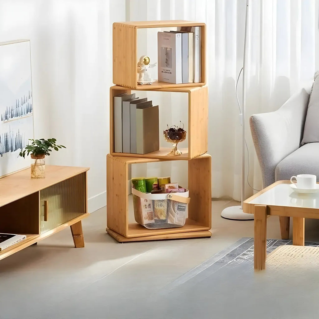Libreria espositiva a cubo aperto in legno moderno a 4 ripiani