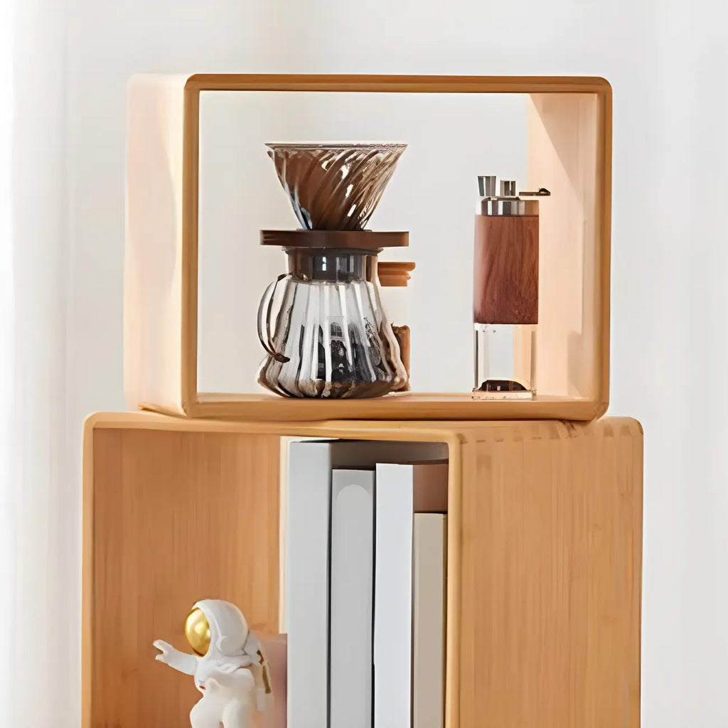 Libreria espositiva a cubo aperto in legno moderno a 4 ripiani