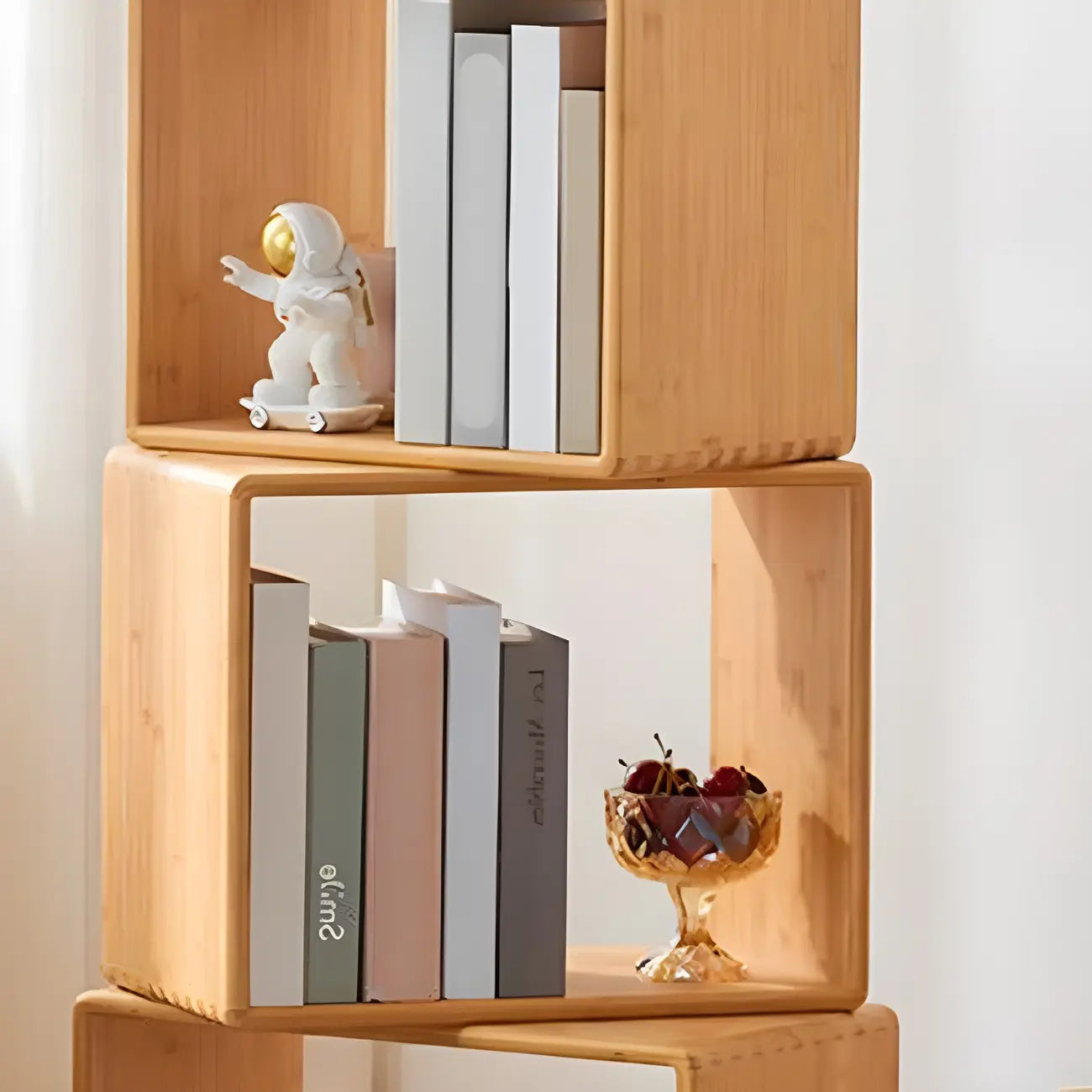 Libreria espositiva a cubo aperto in legno moderno a 4 ripiani