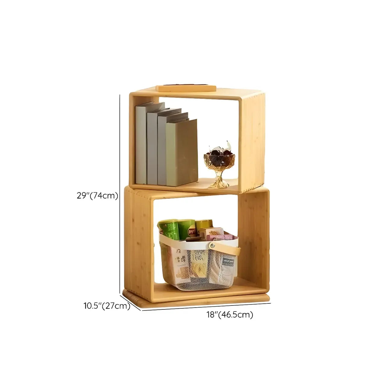 Libreria espositiva a cubo aperto in legno moderno a 4 ripiani