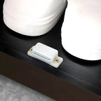 Banc de rangement à chaussures en bambou noir avec portes vitrées, entrée