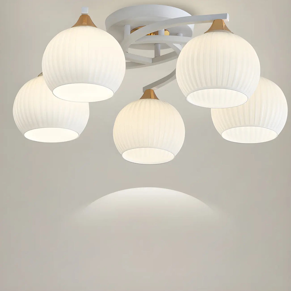 Plafonnier semi-encastré minimaliste en verre blanc dôme