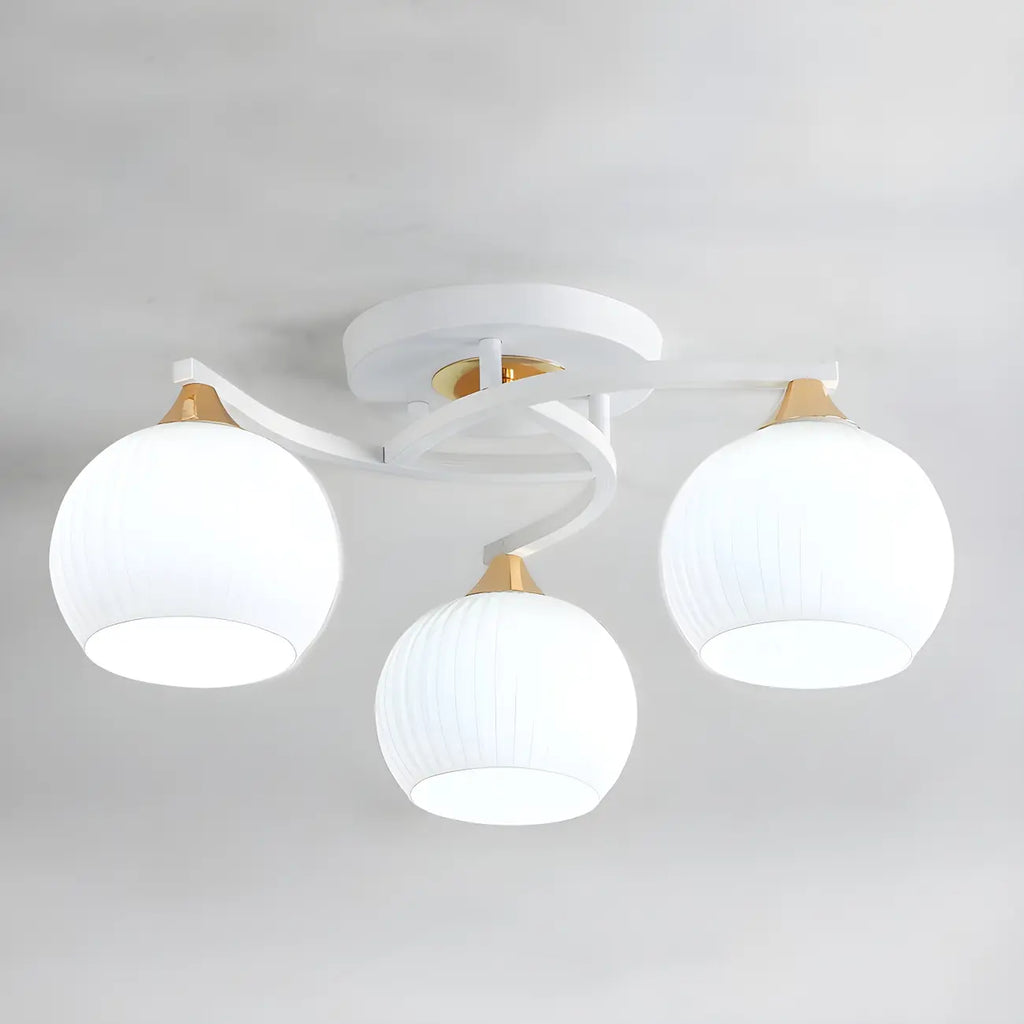 Plafonnier semi-encastré minimaliste en verre blanc dôme