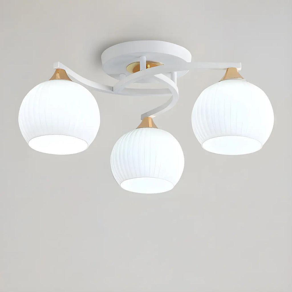 Plafonnier semi-encastré minimaliste en verre blanc dôme