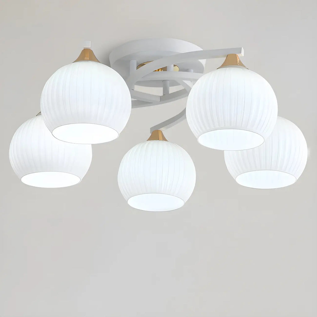 Plafonnier semi-encastré minimaliste en verre blanc dôme